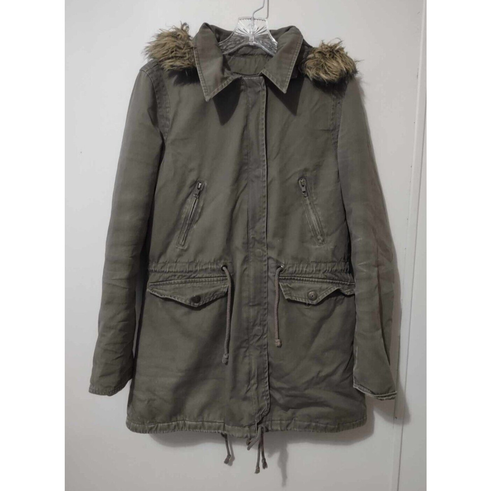 Kill City Women's Olive Green Jacket With Fur Hood Size Large